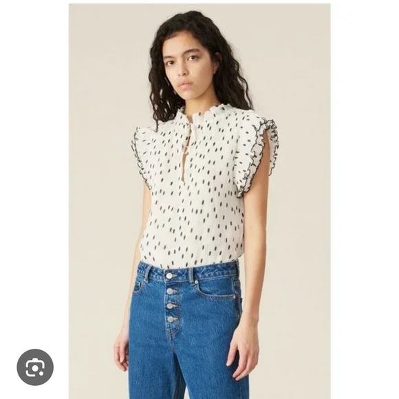 Ganni Tops - Ganni Georgette Pleated Blouse